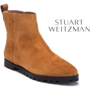 STUART WEITZMAN RILEY BIRDLE SUEDE LEATHER ANKLE BIKER MOTO LUG BOOTIES NIB 7.5